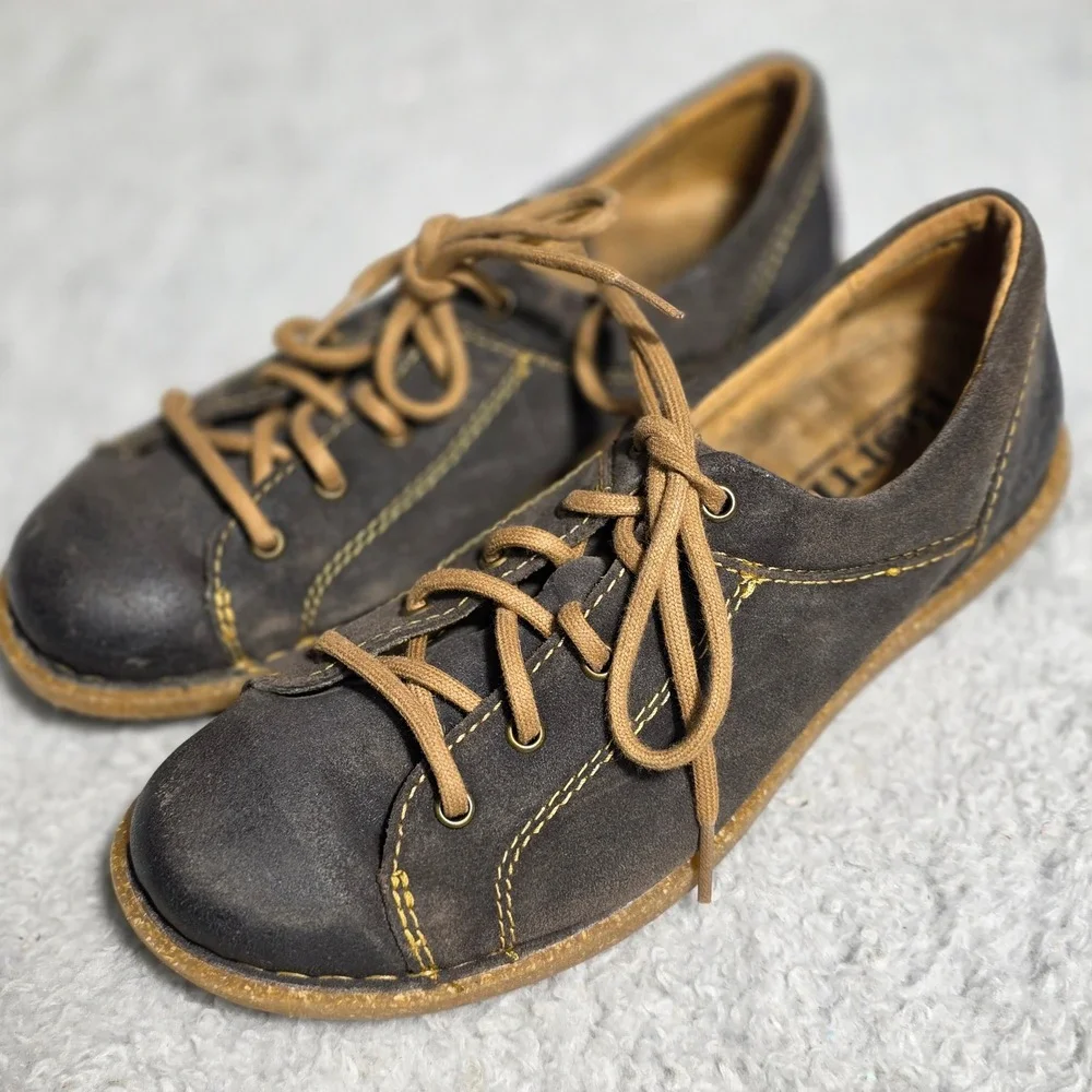 Born Suede Trevan Leather Shoes Loafers Gray Handcrafted Womens 10 EU 42‎